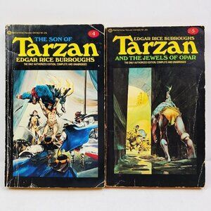 Edgar Rice Burroughs Son of Tarzan, Jewels of Opar VTG 70s Books Authorized Pair